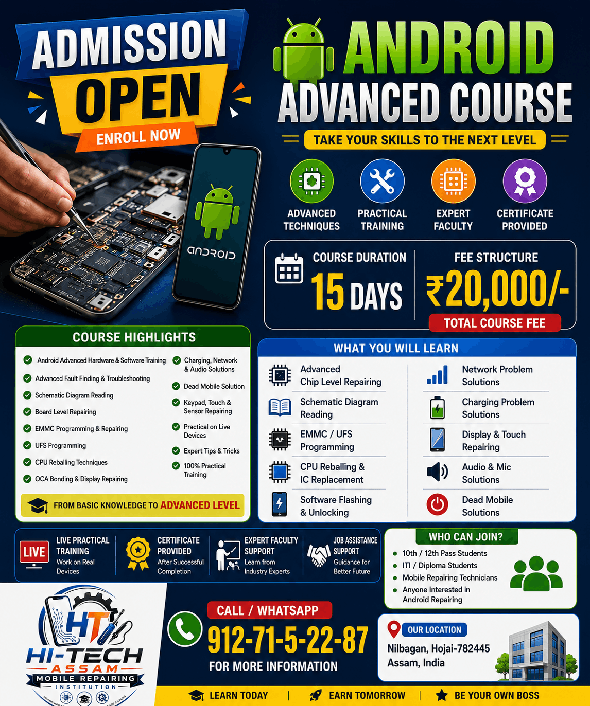 Advanced Android repairing course at Hi-Tech Assam