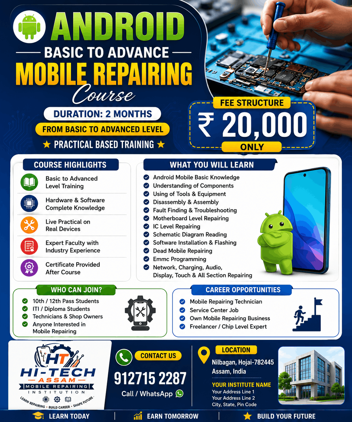 Android repairing course at Hi-Tech Assam
