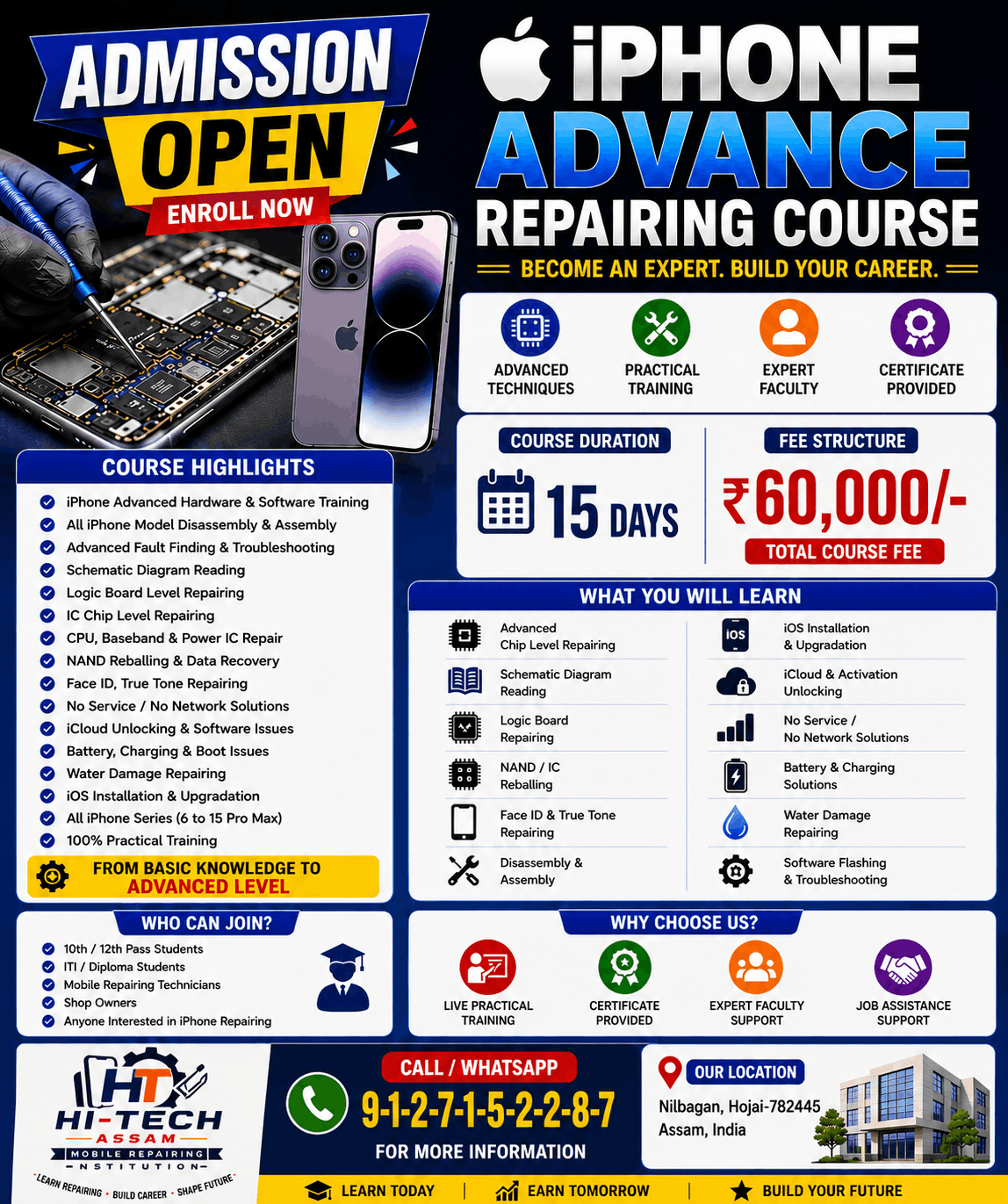 Advanced iPhone repairing course at Hi-Tech Assam