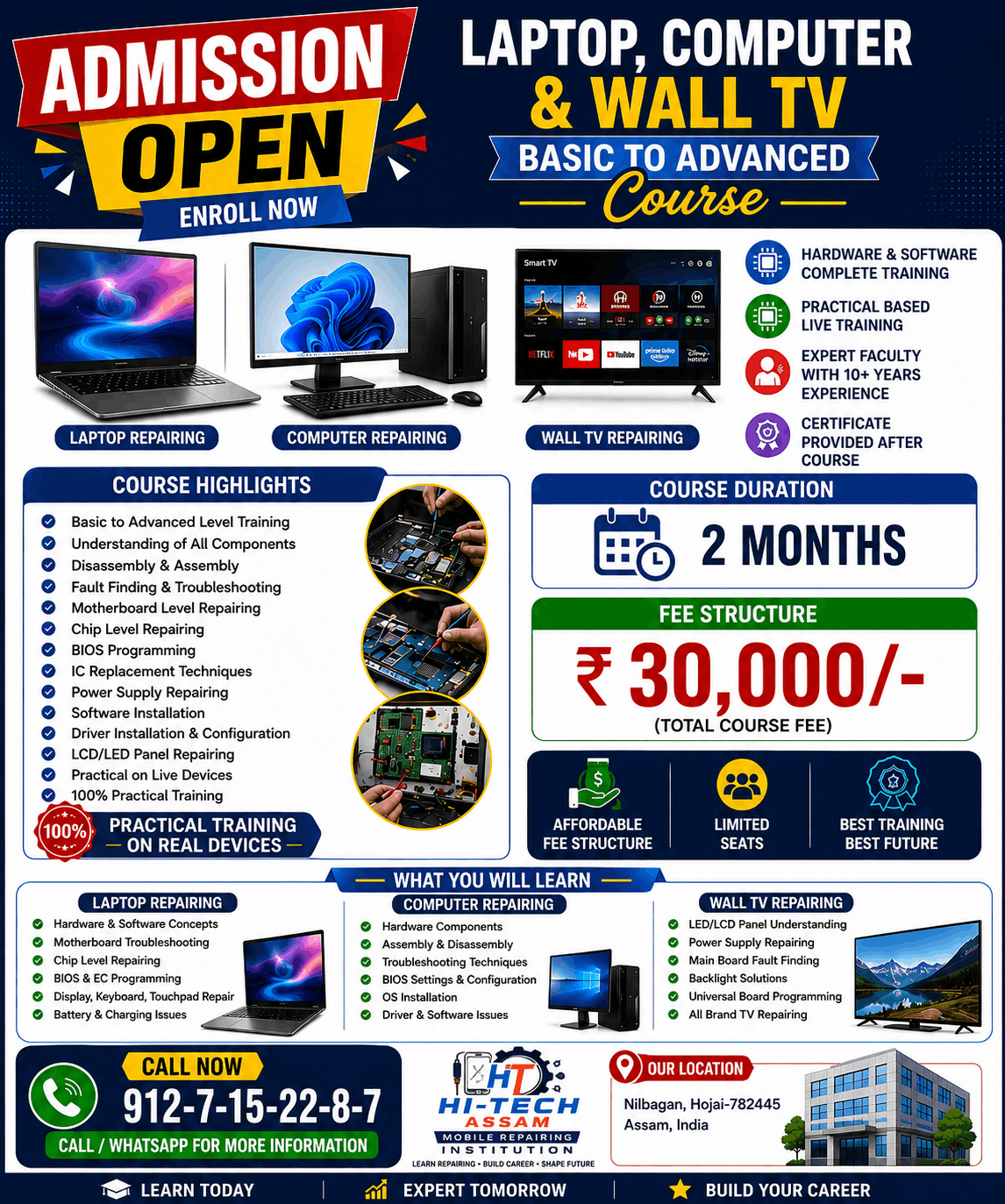 Laptop and computer repairing course at Hi-Tech Assam